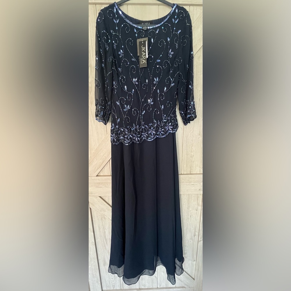 NEW! JKara Navy Blue Long Sleeve Dress